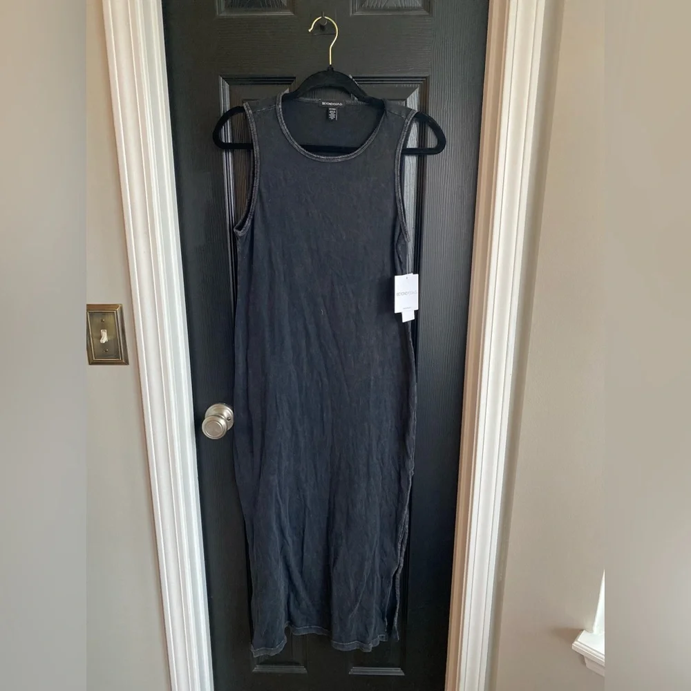 NWT Beyond Yoga Black Acid Wash Effortless Tank Dress-Size XS - Picture 2 of 9